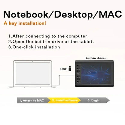 10*6 Inch Portable Digital Tablet Connect Mobile Phone Digital Pressure Drawing Tablet Interactive Graphic Tablet For Drawing