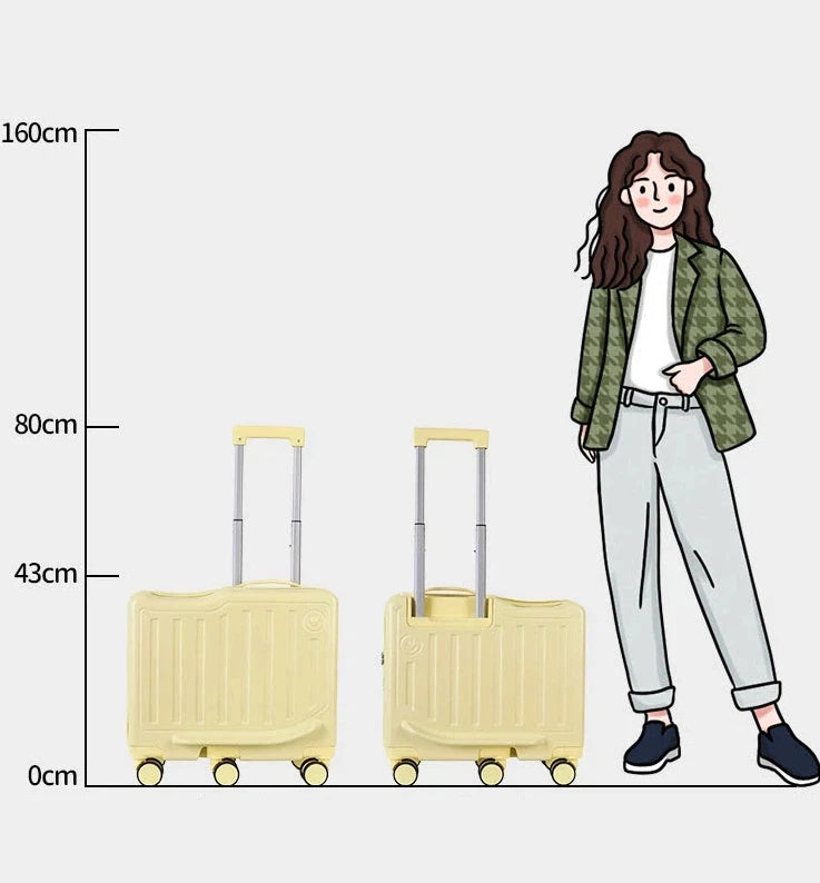 Rideable 20 Inch Rolling Suitcase Password Lock Portable Carry On Luggage For Children Travel Vacation