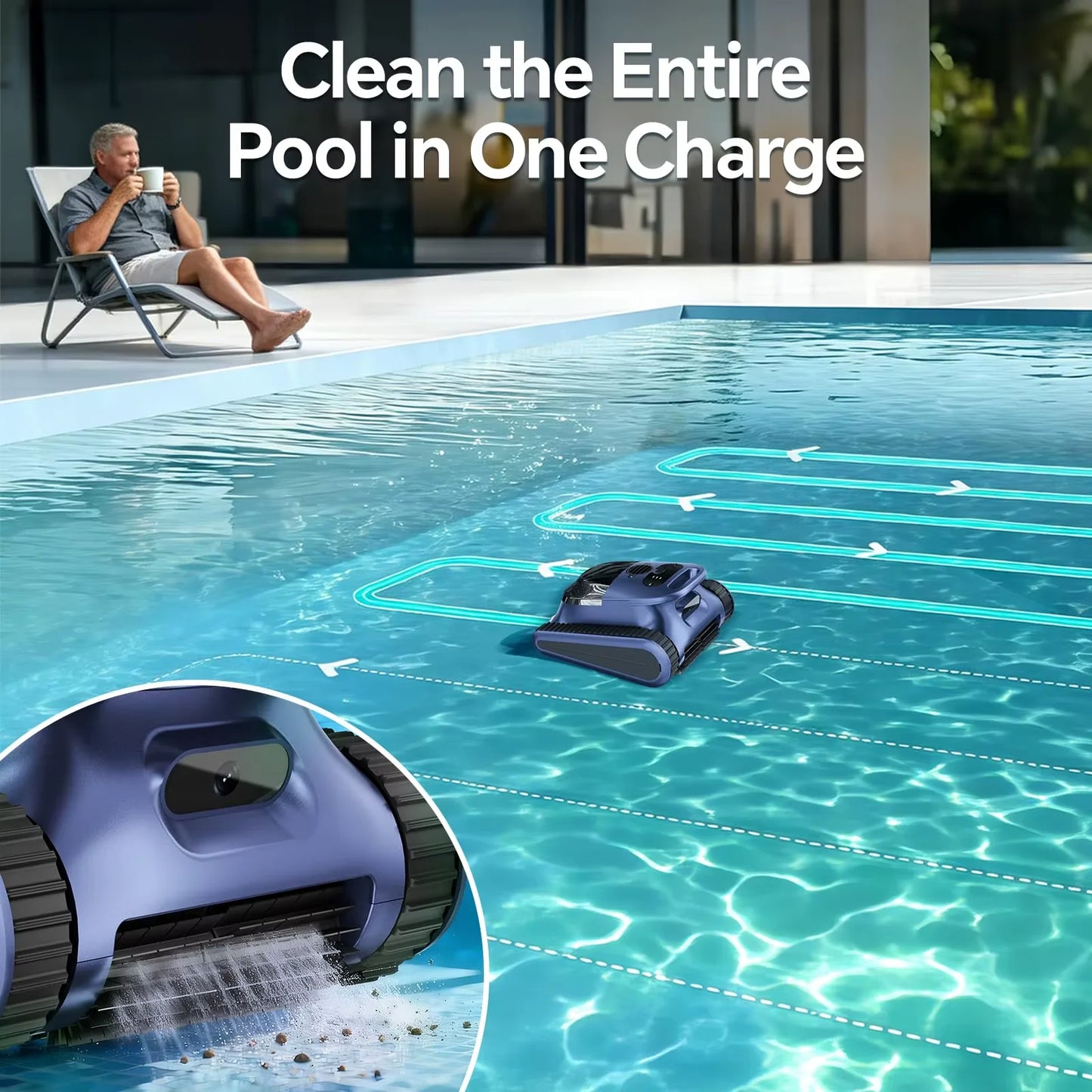 Seauto Crab Pro Robotic Pool Vacuum, Wall-Climbing Robot, Suitable for Walls and Floors of 2000 Square Feet