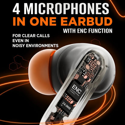 TWS Wireless Earbuds BT 5.4 Low Latency Game Earphones Microphone Noise Reduction Fast Charging Game Mode Listen Music Headset Black/Gray