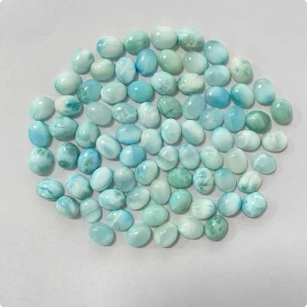 Vintage 925 Silver Ring Natural Larimar Stone Round Flower Shape Sky Blue Sea Water Ring Fine Jewelry Party Gifts For Women Men
