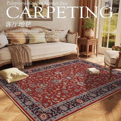 VIKAMA Retro Persian Living Room Carpet Non-slip and Easy-to-Clean Sofa Cushion Dining Room Bedroom Carpet Home Decoration