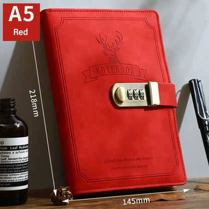 New 200 Sheets A5 Notebook Retro Password Book With Lock Thickened Creative Diary Book Students Notepad Stationery