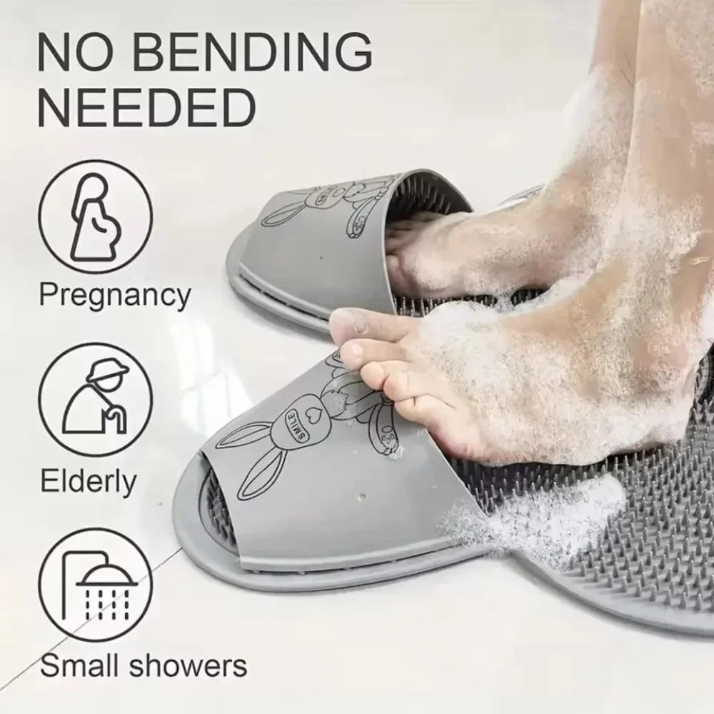 1Pc Silicone Foot Massage Mat Anti Slip Shower Mat Feet Rub Exfoliating Scrub Pad Bathroom Floor Cleaning Bath Mat