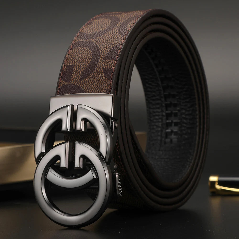 2024 New business Male Famous Style Metal Automatic Buckle Luxury Brand Women Belt Genuine Leather Belts for Men Strap jeans