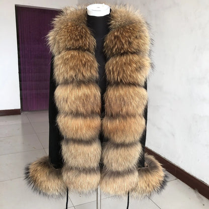 Women's Real Fox Fur Cardigan Jacket Spring and Autumn with Knitted Sweaters and Real Fox Fur Collar Women Raccoon Fur Cardigan