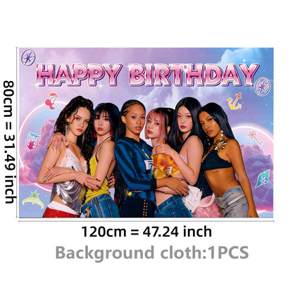 Kpop Katseye Party Decoration Tableware Tablecloth Cup Plate Napkin Sticker Bags Balloons Baby Shower Kpop Party Favors Supplies