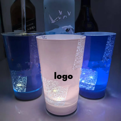 New LED light-emitting cup with straw lid large-capacity ice cup souvenir cup wholesale customization logo bull cups