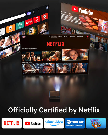 TOPTRO 4K Projector 1000ANSI Auto Focus/Keystone WiFi6 BT5.2 Full HD 1080p Smart Home Theater Movie Projector Official Netflix