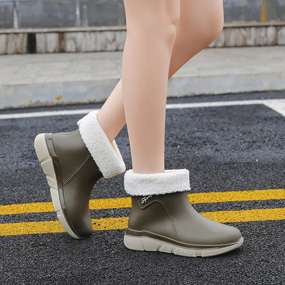Fashion Mid-calf Rain Boots For Women Outdoor Waterproof Rubber Shoes Comfy Soft Sole Boots Lady New Anti-slip Rain Shoes