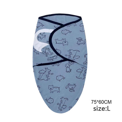 Baby Blanket Hat Set Cartoon Printed Cotton Newborn Swaddle Adjustable