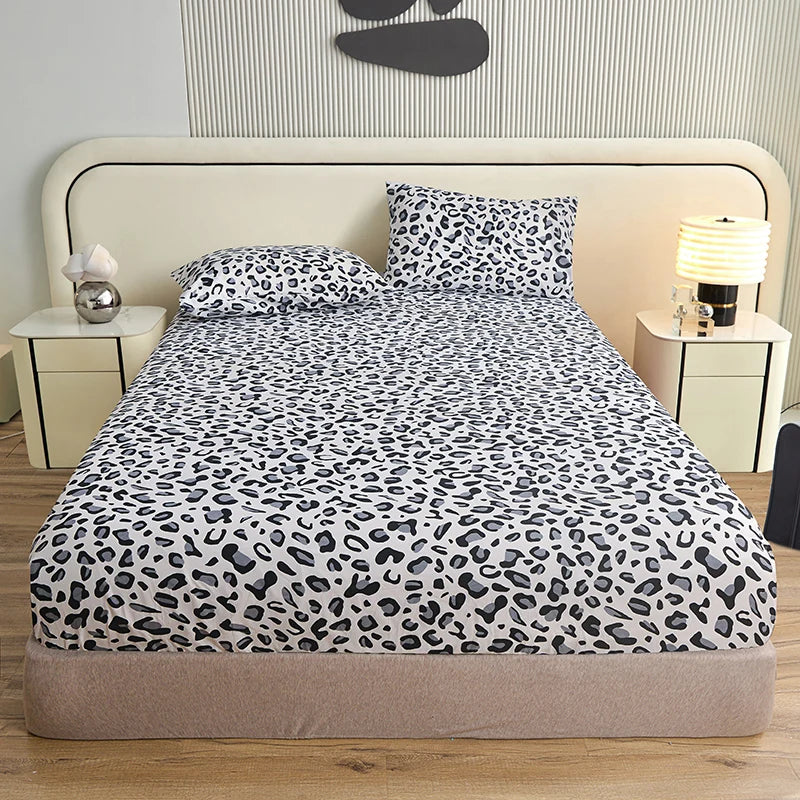 3Pcs/Set or 1Pcs Leopard Print Fitted Sheet, Animal Pattern Bedding Set with Pillowcases, Soft Microfiber Bed Sheet for Bedroom