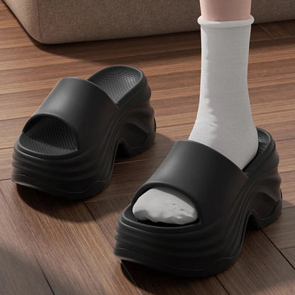 Women's outer wear height-increasing thick-soled EVA anti-slip sandals fashionable women's high-heeled slippers