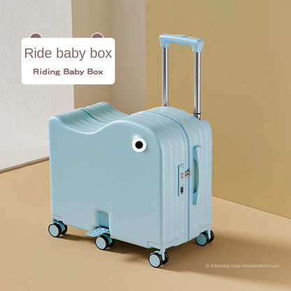 Children's Luggage Can Sit Ride Suitcase Six Wheel Luggage Set Luggage with Cup Holder Travel Suitcase