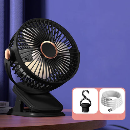 Baby 3 Speeds Stroller Mini Fan with Light Portable USB Charging Fan