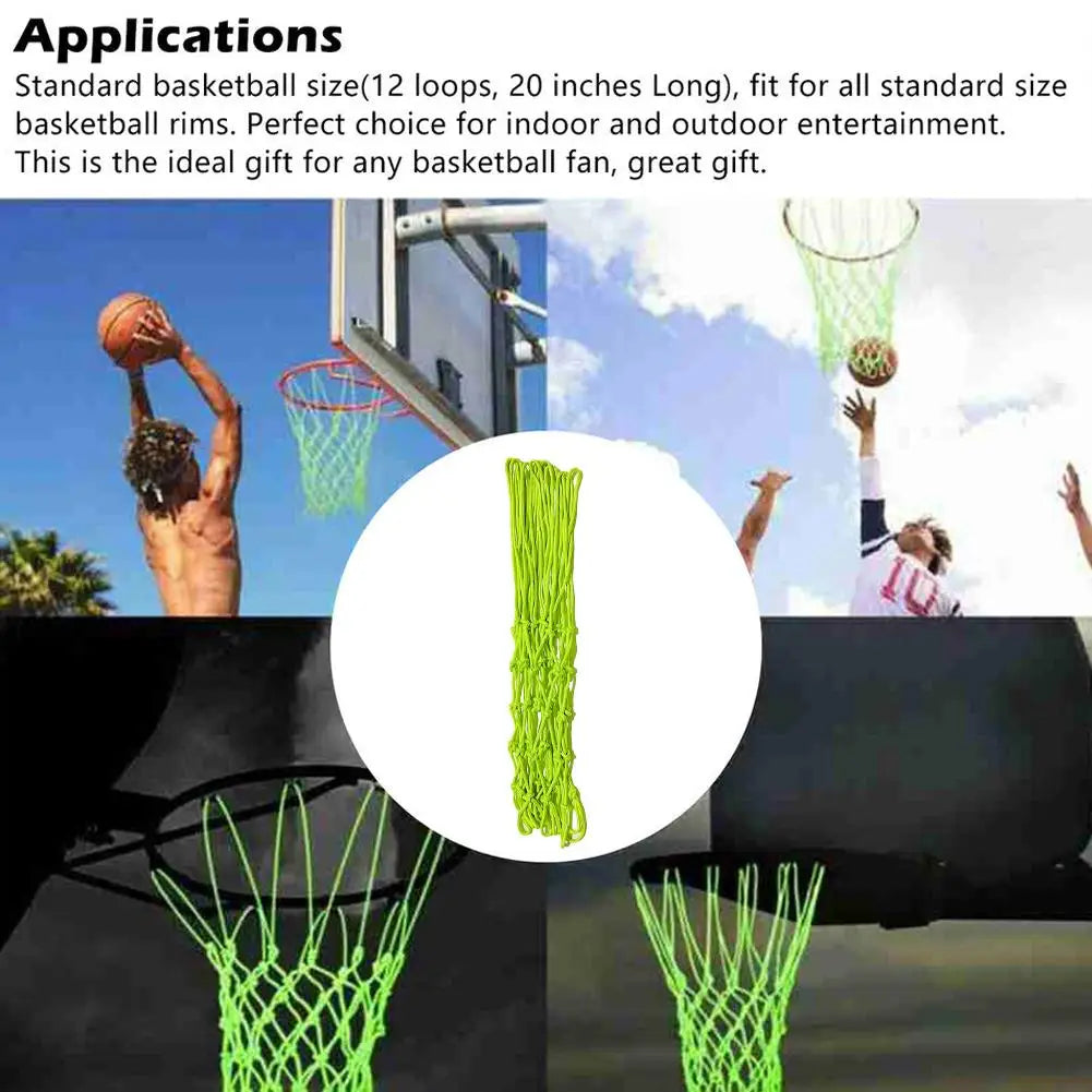 Nightlight Basketball Net Nylon Glowing Basketball Hoop Rim Net 50CM 12 Loops Standard Size Glowing Basketball Net