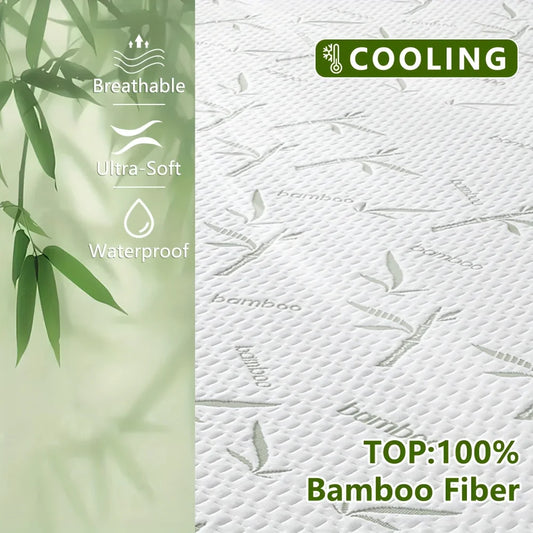1p Cooling Bamboo Fiber Fitted Sheet, Breathable Mattress Protector