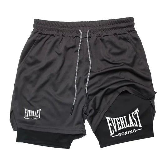Men's Compression Gym Short Sports Pants Double Layered Quick Drying Running Muscle Fitness Athletic Multi-functional Activewear