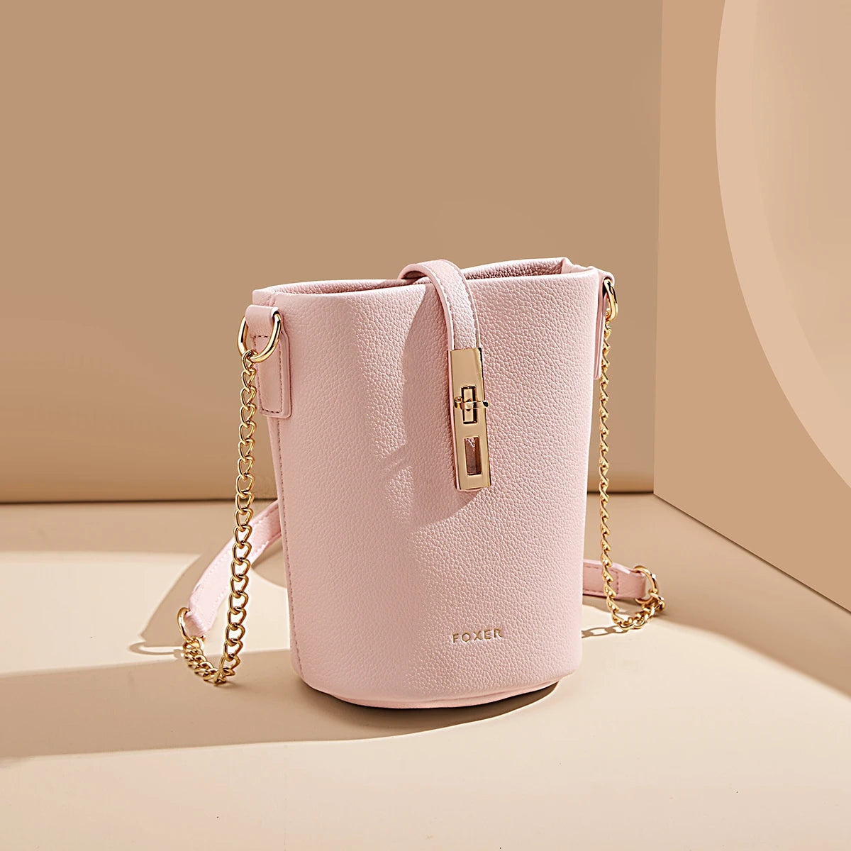 FOXER Chic Women's Shoulder Bag PU Leather Fashion Phone Bag Simple Lightweight Girl Travel Bag Small Crossbody Bag Purse