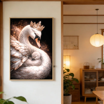 Golden Crown Animals Mother and Baby Canvas Wall Art Lion Bear Wolf Panda Giraffe Owl Cat Poster Decor Living Room Bedroom Gifts