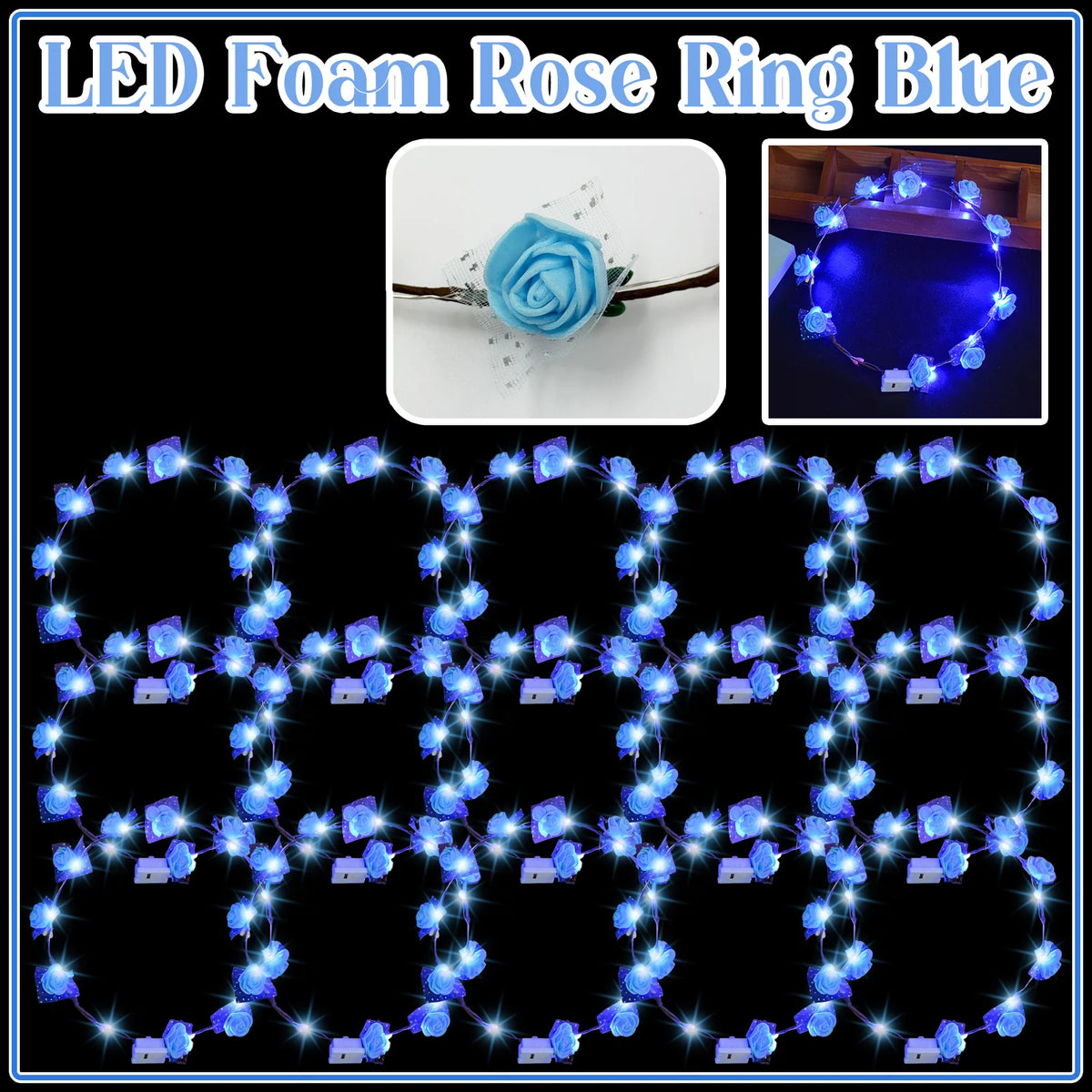 10-100Pcs LED Flower Headbands Light up Flower Headband Glow in the Dark Headband Wedding Party Music Festival Favors for Guest