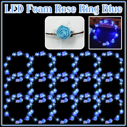 10-100Pcs LED Flower Headbands Light up Flower Headband Glow in the Dark Headband Wedding Party Music Festival Favors for Guest