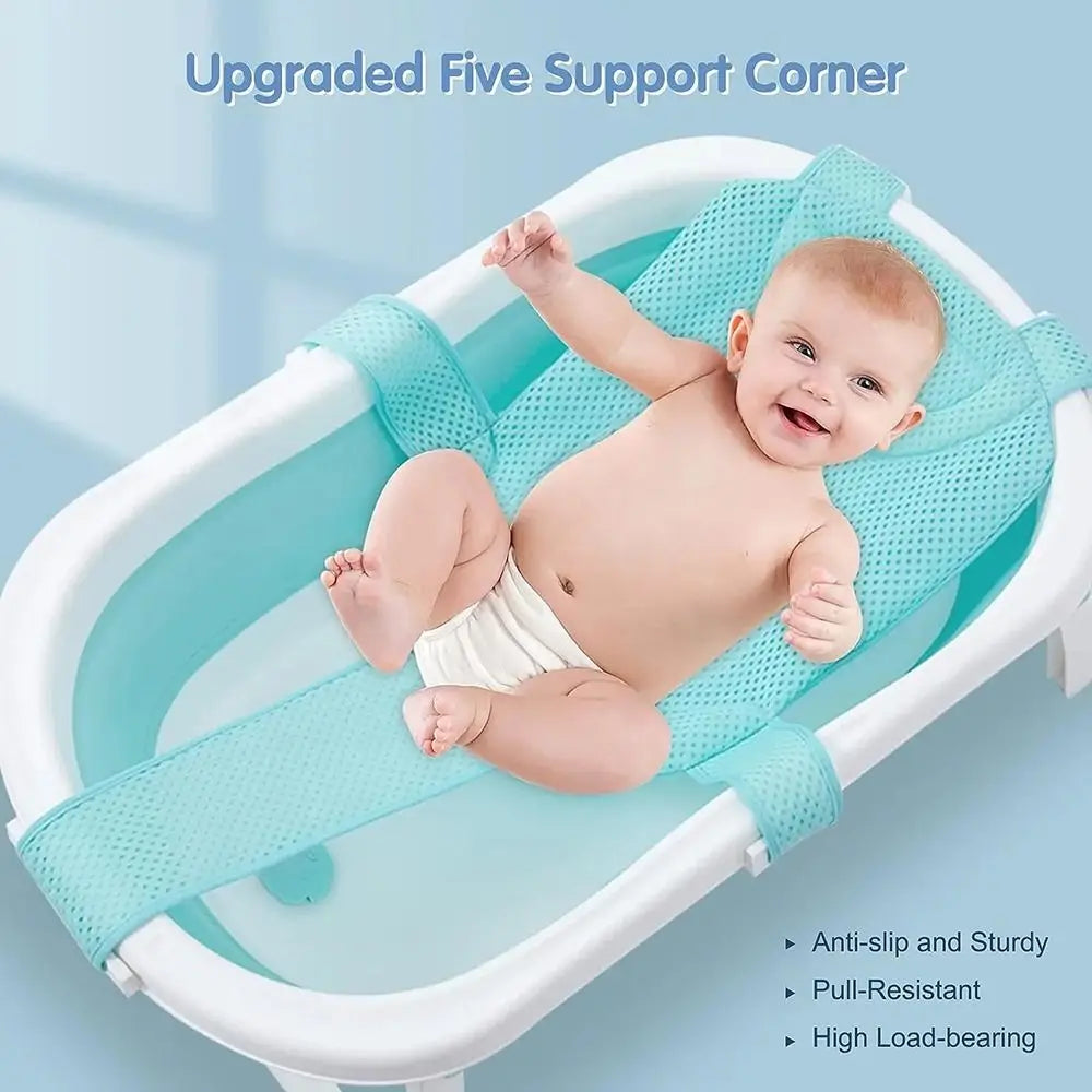 Cross-shaped Anti-slip Baby Bath Net Mat Newborn Adjustable Baby Bath Cushion Children Bathtub Shower Cradle Bed Seat Baby Bath