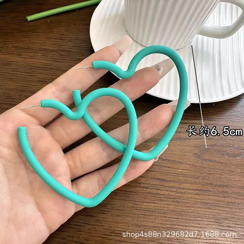 Simple Big Round Star Heart Hoop Earrings For Women Geometric Plastic Exaggerated Earring Hyperbole Trendy Ring Earrings Jewelry