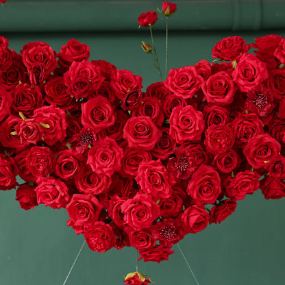 Heart Shaped Artificial Flowers Wreath Proposal Wedding Decoration High-end Silk Red Rose Heart Sztuczne Kwiaty Decor FL2580