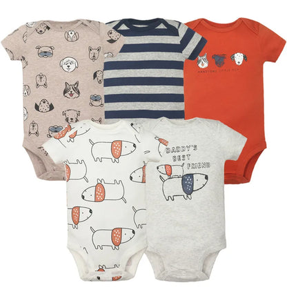 Newborn Boys Romper 2024 New Summer Cotton Baby Jumpsuit Infant Soft Baby 5 pieces Cartoon Baby Boy Clothes 0 to 24 Months