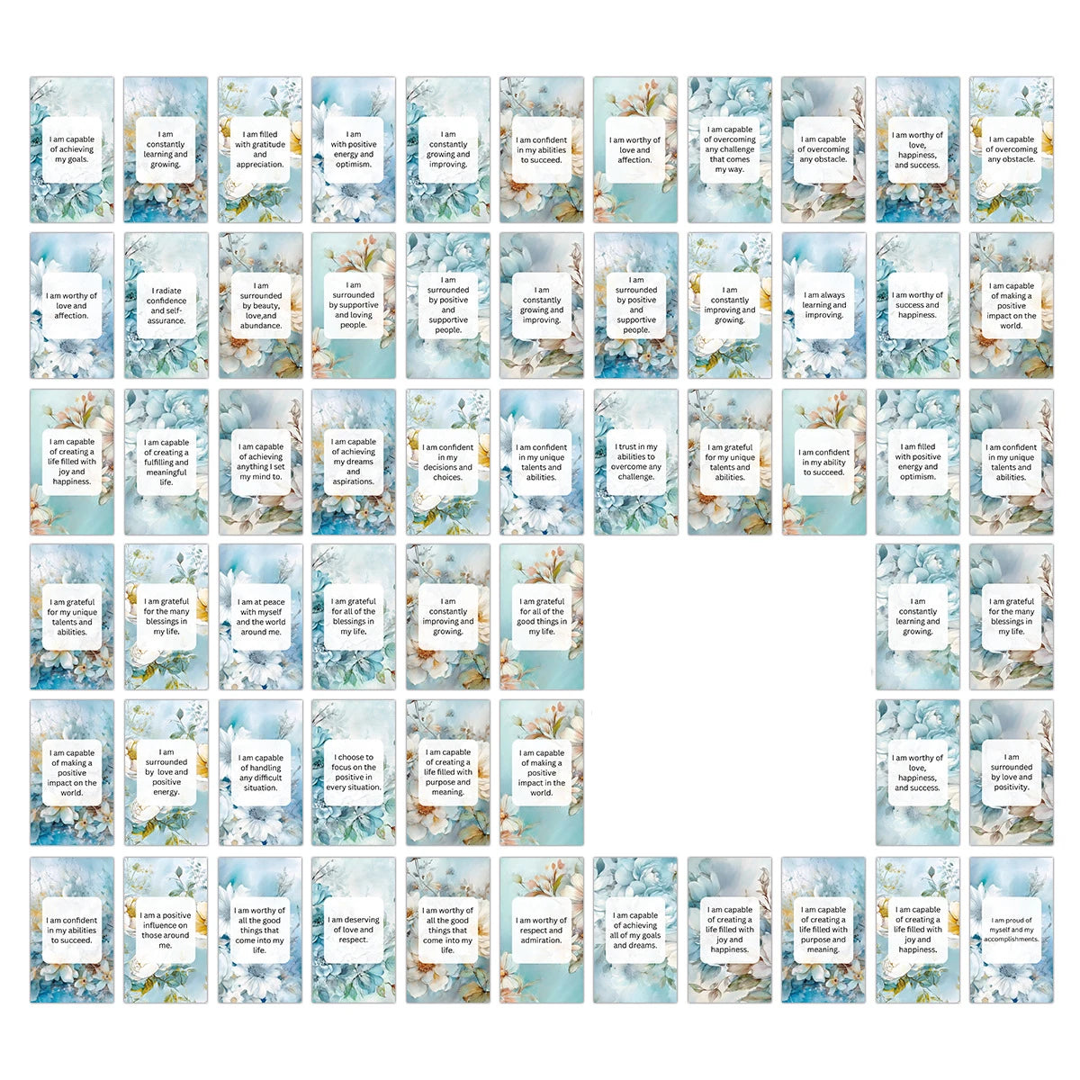 60pcs Women Affirmation Cards, Daily Positive Quotes, Self-Encouragement Motivational Cards for Mental Wellness, Gifts Idea