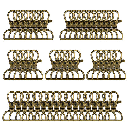 8/15/25/50/80Pcs Swivel Snap Hooks D-Ring KeyChain Clips Lanyard Lobster Claw Clasps Key Ring Making Wallet Hardware DIY Crafts