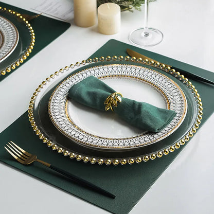 LIVETAI Pearl Ceramic Dinner Plates Set Western Steak Serving Dish for Home Restaurant
