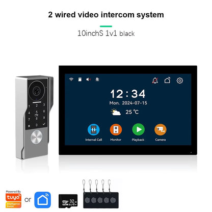 ANJIELO SMART Doorbell Video Intercom Camera System Wire 2‐wire Door Phone 10 Inch Screen 7 Protector Security