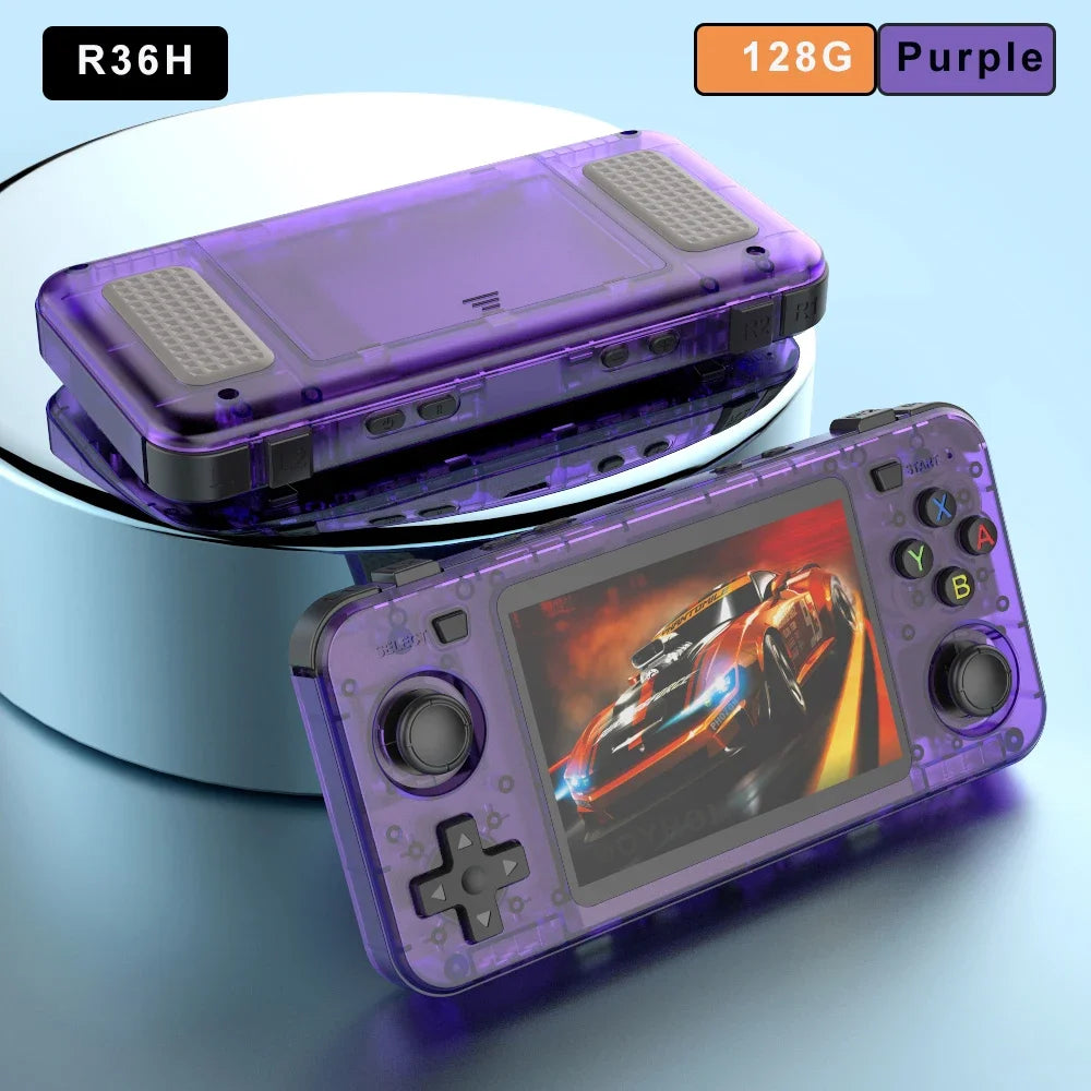 BOYHOM Green R3 6H Retro Video Game Console 3.5‘’ IPS Screen RK3326 3000 mAh Open Linux System Portable Player 64GB 128GB