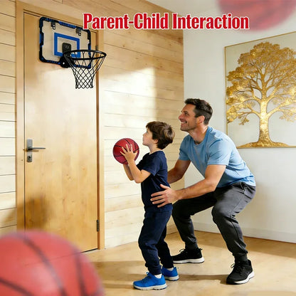 Basketball Hoop Wall Mounted, Over Door Indoor Outdoor Hoop Set with Ball for Kids Adults Home Office Training Game