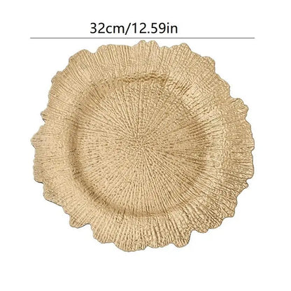 Floral Reef Wedding Charger Plates Set 6Pcs 33CM Round Plastic Dinner Plate Table Decor for Events
