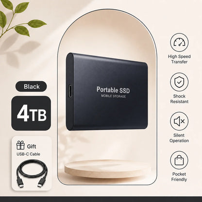 1TB 2TB Shockproof Portable External Hard Drive USB3.2 Type-C SSD Plug Play Hard Disk  For Laptop Mac