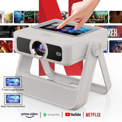 4K Touch Screen Projector with WiFi Bluetooth, Auto Focus Smart Portable Game Projector, Mini Outdoor Movie Projector Compatible with Phone/ TV /pc for Bedroom Home Theater ﻿