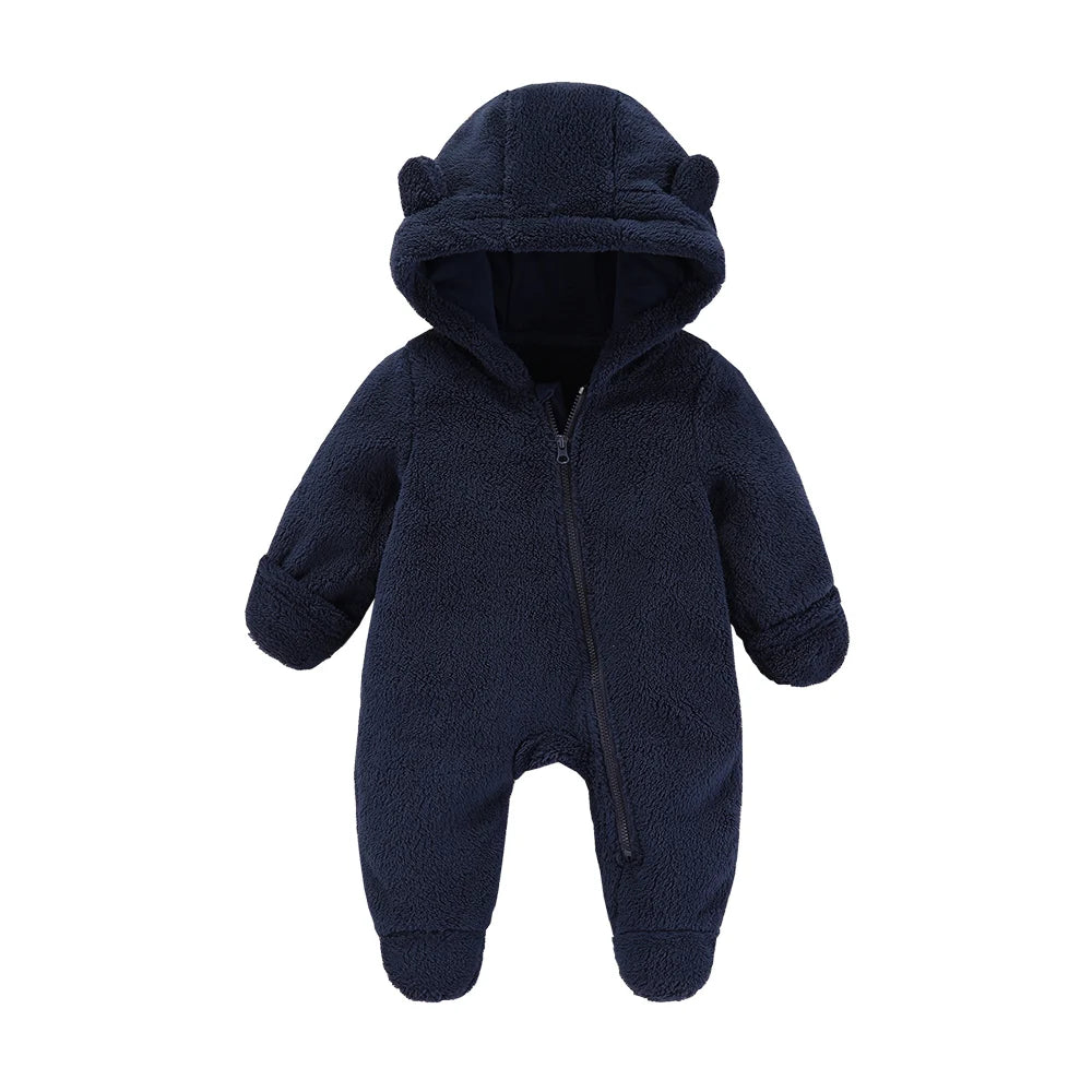 Newborn Baby Flannel Rompers Soft Warm Autumn Winter Bodysuit for Boys & Girls Cartoon Print Jumpsuit 0-19M Newborn Baby Clothes
