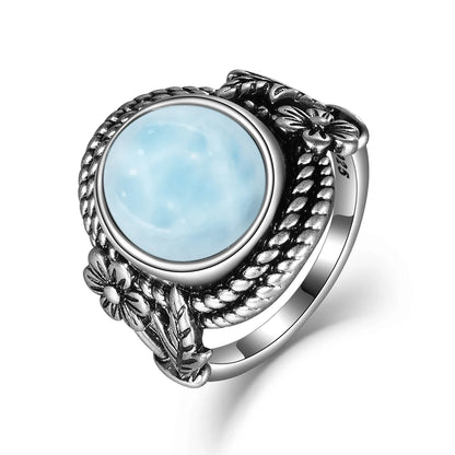 Original Certified 925 Silver Rings Larimar Natural Blue Stone 8*10MM oval shape twist Rings Fine Jewelry Gifts for Women Men