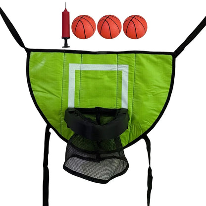 Foldable Trampoline Basketball Hoop Kit Safety Multipurpose Basketball Training with Pump and Ball Fun Mini Basketball Hoop