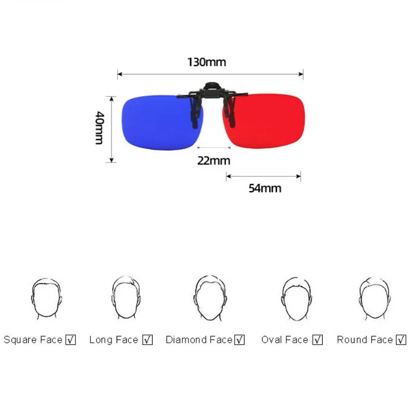 Red Green Blue 3D Glasses Clip Foldable Prescription Glasses for 3D Movies Gaming TV Strabismus Correction Amblyopia Training