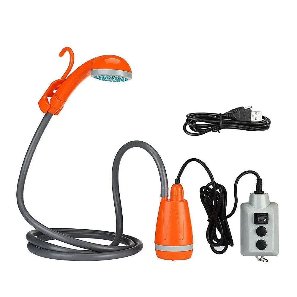Portable Camping Shower Outdoor Camping Shower Pump Rechargeable Shower Head Outdoor Camping Equipment Hiking Traveling Supplies