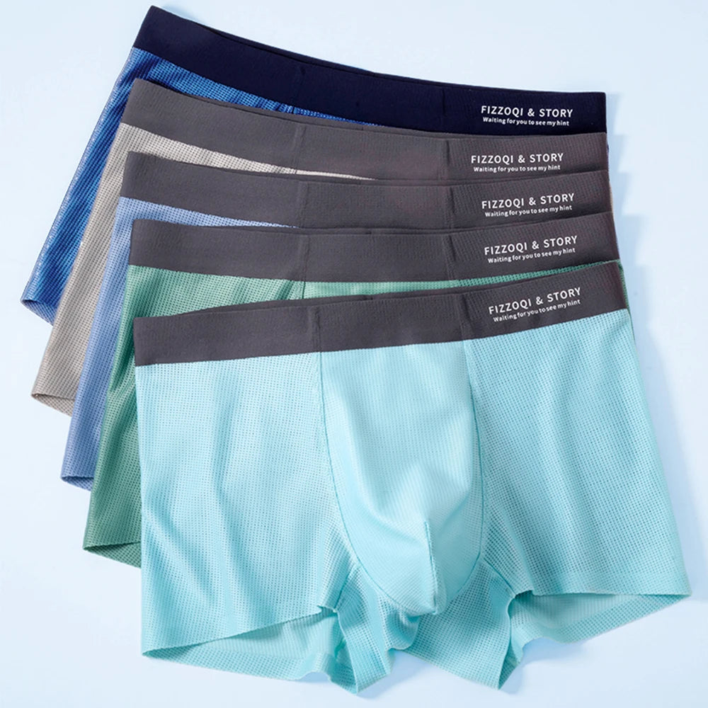 1/3PCS Ultra-thin Ice Silk Quick-dry Underwear Man Smooth Seamless Men's Panties Breathable Antibacterial 3D Silk Crotch Boxers