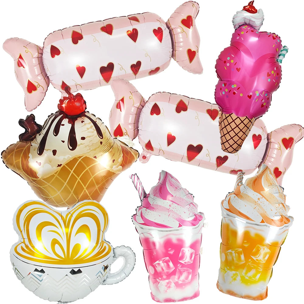 Ice Cream Balloons Sweet Candy Balloon Ice Cream Shaped Balloons for Summer Beach Birthday Baby Shower Party Decoration