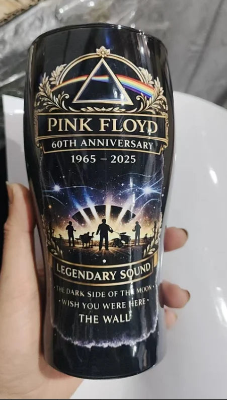 Pink Floyd 60th Anniversary Beer Mug The Dark Side Of The Moon Rock Band Drinking Cup Gothic Black Gold Barware For Fans Gift