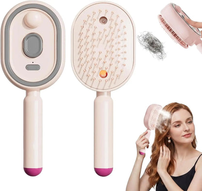 2026 Electric Steaming Hair Straightener Brush Electric Spray Air Cushion Massage Hair Brush Rechargeable Detangling Steam Brush