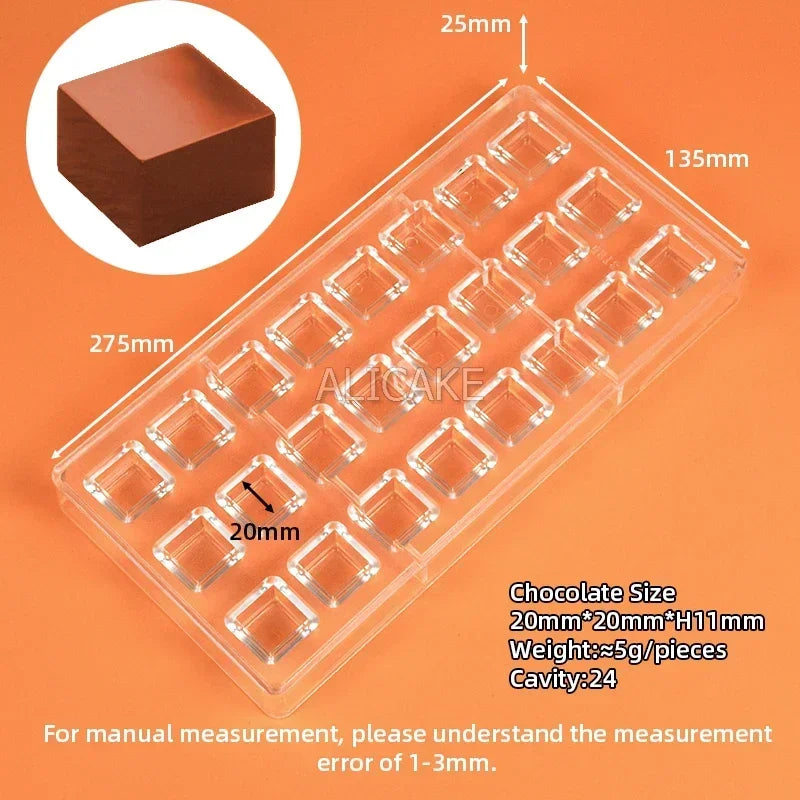 1Pcs Chocolate Molds Polycarbonate Candy Flowers Cube Oval Shape Confectionery Pans Trays Acrylic Baking Utensils Pastry Mould