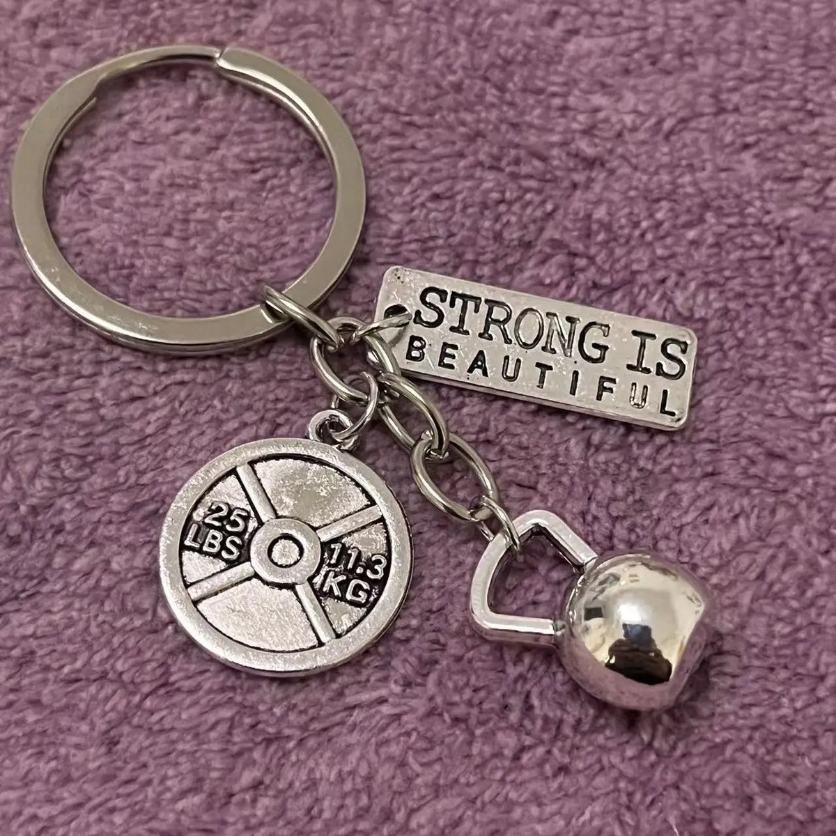 Barbell, Dumbbell, Kettlebell, Fitness Motivational Keychain, Gym Gift